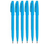 Pentel Sky Blue Original Sign Pen S520 Fibre Tip Marker Pens Colour Fineliner 2mm Nib 1mm Line Width (Pack Of 6)