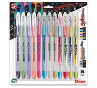 Pentel Sparkle and Krazy Pop, Metallic Gel Ink Pen, (1.0mm), Bold Line, Assorted Ink Colors, Pack of 8 (K91BP12M)
