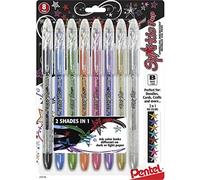 Pentel Sparkle Pop Metallic Gel Pen, 1.0mm Bold Line, Assorted Colors, Pack of 8 (K91BP8M)