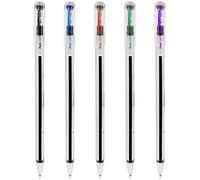 PENTEL SUPERB BK77 PACK OF 5 - BLACK, BLUE, RED, GREEN, VIOLET BALL POINT PENS. 0.7mm TIP