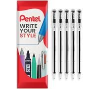 Pentel Superb Stick Ballpoint Pen 0.7mm Fine Tip, 5 Envelope Pack, Black | Slim Design, Precision Writing, Consistent Ink Flow, Ideal for Exams, Revision, Home & Office Use