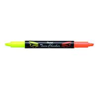 Pentel Twin Checker Dual-tip Highlighter, Chisel Tip, Yellow/Orange Ink, Pack of 12 (SLW8-GF)