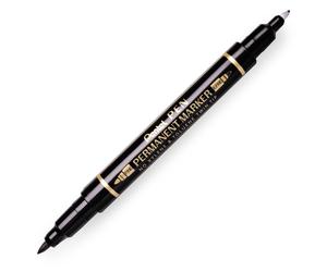 Pentel Twin Tipped Permanent Marker - Fine/Extra Fine Nib - Black - Single