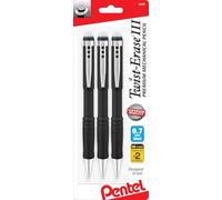 Pentel Twist Erase .7 MM, Twist-Erase III Automatic Pencil, 3 Pack, Black Barrels, Best Professional Mechanical Pencils for School, Office & Home for Women & Men (QE517BP3)