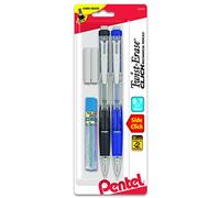 Pentel Twist Erase CLICK Automatic Pencil with 2 Eraser Refills and Lead, 0.7mm, Assorted Barrels, Color May Vary, 2 Pack (PD277TLEBP2)