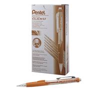 Pentel Twist-Erase CLICK Mechanical Pencil, (0.7mm), CLEAR Barrel, Orange Grip, 12 pack (PD277TF)