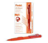 Pentel Twist-Erase CLICK Mechanical Pencil (0.9mm) Assorted Orange Barrels, Color May Vary Box of 12 (PD279TF)