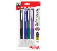 Pentel Twist Erase III Premium Mechanical Pencil 0.5mm 4 pack Assorted Barrels (1 each Black, Blue, Green, Violet)