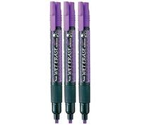 Pentel Violet Wet Erase Chalk Marker Pens Metal Glass Plastic Stone Blackboard Chalkboard 4mm Chisel Nib With 1.5mm - 4mm Line Width SMW26-VO (Pack Of 3)