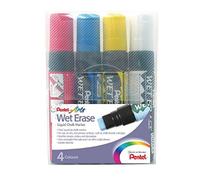 Pentel Liquid Chalk Marker Chisel Tip Jumbo Assorted (Pack of 4) SMW56/4-BCGW