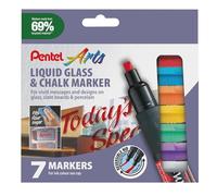 Pentel Semi-Permanent Wet-Erase Liquid Glass & Chalkboard Marker Assorted Colours Pack of 7