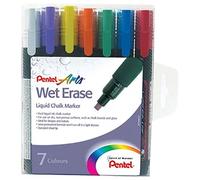Pentel SMW26/7 Wet Erase Chalk Marker Medium Tip - Assorted Colours, Pack of 7