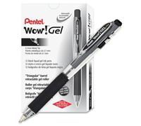 Pentel WOW! Gel Retractable Gel Pen 0.7mm Medium Line Black Ink, Box of 12 (K437-A)