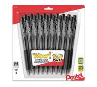 Pentel Wow! Retractable Ballpoint Pen, (1.0mm), Medium Line, Black Ink, Pack of 18 (BK440BP18A)