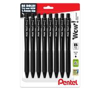 Pentel Wow! Retractable Ballpoint Pen, (1.4mm), Bold Line, Black Ink, Pack of 8 (BK440BP8A)