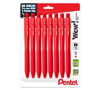 Pentel Wow! Retractable Ballpoint Pen, (1.4mm), Bold Line, Red Ink, Pack of 8 (BK444BP8B)