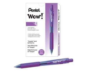 Pentel WOW! Retractable Ballpoint Pens Medium Line Violet Ink Box o