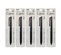 Pentel XBXAC35A Calme Tri-Color Ballpoint Pen, 0.02 inches (0.5 mm), Black, 5 Pieces