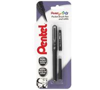 Pentel XGFKP/FP10-A Brush Pen and Two Refills Black Ink