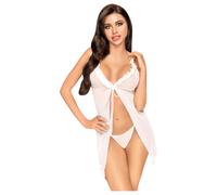 Penthouse After Sunset - Sheer Babydoll & Thong Set (White) - M/L