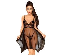 Penthouse Playful Doll - Lace Dress & Thong Set (Black) - M/L