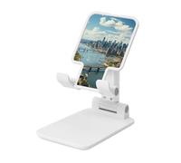 Penthouse View Over New York Manhattan Cell Phone Stand, Adjustable Angle Height Mobile Phone Holder for Desk,Folding Desktop Phone Stand, Portable Tablet Stand Compatible with 4.4"-6.3" Smartphone
