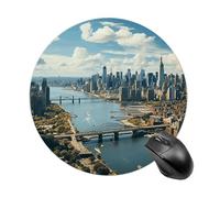 Penthouse View Over New York Manhattan Round Mouse Pad Funny Mousepad with Non-Slip Rubber Base 7.8 Inch Waterproof Office Mouse Pad Premium Textured for Laptop Computer
