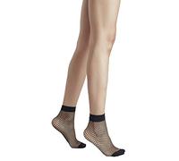 PENTI Women's Classic Fashion Ankle High Fishnet Designer Sexy Pop Sock | Black skin color | One Size Fits All | (Nude)