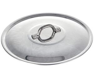 Pentole Agnelli FAMA2924 Flat Lid with Handle, Rim and Bridge, Heavy Type in BLTF Aluminum, Polished Silver , 24 cm