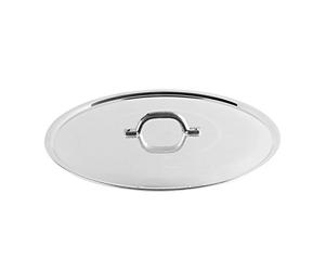 Pentole Agnelli FAMA2928 Flat Lid with Handle, Rim and Bridge, Heavy Type in BLTF Aluminum, Polished Silver , 28 cm