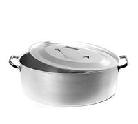Pentole Agnelli Professional Aluminium 3 Mm. Oval Saucepot With Lid And 2 Handles, Diameter 36 Cm.