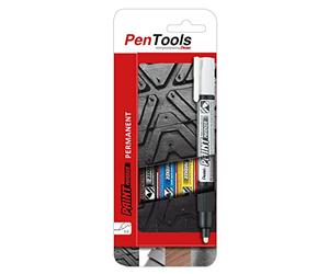 PenTools by Pentel MMP20 Permanent Marker, Paint Ink for Durable and Abrasion Markers, Bullet Tip (3.0 mm Line), Pack of 4 - Assorted Colours