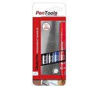 PenTools by Pentel N50 Permanent Marker - Heavy Duty Bullet Tip (3.0mm Line) for Permanent Marking - Pack of 4 - Assorted Colours
