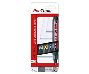 PenTools by Pentel SMW26 glass markers, for temporary markings, wet wiping of smooth surfaces, wedge-shaped tip (1.5-4.0 mm line), 4 pieces - assorted colors