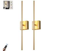 PENTWAN Battery Operated Wall Lights Indoor, USB Rechargeable LED Wall Lamp with Remote Control, Dimmable Touch Wall Light Wireless, 350° Rotation Modern Wall Sconce for Living Room Bedroom(Gold)