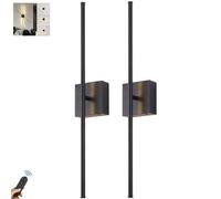 PENTWAN Battery Operated Wall Sconces Set of 2,LED Wireless Wall Sconce with Remote Control,USB Rechargeable Indoor Wall Lamps, 350° Rotate,Dimmable Wall Light,for Hallway/Living Room/Bedroom(Black)