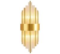 PENTWAN Modern Crystal Wall Sconce, Gold Wall Lights, LED Wall Lamp Stainless Steel Sconce Light for Bedside Bedroom Living Room Hallway Stairs,45cmE14 Bulb(1pack)