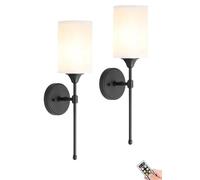 PENTWAN Wall Lamp Battery Operated Wall Sconces Set of 2, Wireless Wall Light with Remote, Dimmable Wall Lamp Rechargeable with Timer for Living Room, Bedroom, Entryway (Color : Black)