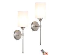 PENTWAN Wall Lamp Battery Operated Wall Sconces Set of 2, Wireless Wall Light with Remote, Dimmable Wall Lamp Rechargeable with Timer for Living Room, Bedroom, Entryway (Color : Silver)
