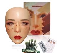Penubuy Makeup Mannequin Face Kit, Silicone Makeup Practice Full Face with Brushes Set & False Eyelashes & Rhinestones Sticker