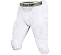 Penveer 7.0 Youth Football Girdle for Boys with Cup Pocket - Padded Compression Shorts with Integrated Hip, Thigh, Knee and Coccyx Pads for Maximum Protection (White, YS)
