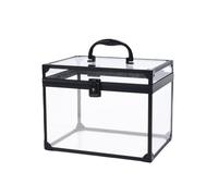 Penwlled Crown Box, Clear Cosmetic Case, Acrylic Artists Display Case, Toiletry Train Case with Latches & Handle Large Capacity Acrylic Travel Makeup Tools Box for Vanity Dresser Bathroom Counter