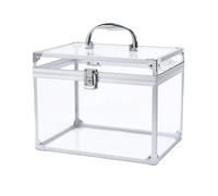 Penwlled Crown Box, Clear Cosmetic Case, Acrylic Artists Display Case, Toiletry Train Case with Latches & Handle Large Capacity Acrylic Travel Makeup Tools Box for Vanity Dresser Bathroom Counter
