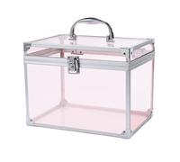 Penwlled Crown Box, Clear Cosmetic Case, Acrylic Artists Display Case, Toiletry Train Case with Latches & Handle Large Capacity Acrylic Travel Makeup Tools Box for Vanity Dresser Bathroom Counter