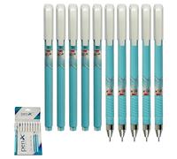 PenX CP1K Ballpoint Pens, BLUE, Fine Point (0.7mm), Pack of 10, SemiGel Ink, Smooth Ball Pens, Perfect for School Office Home Use, iZOFAX Black Ball Pen