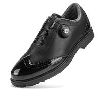 PENXZT Classic Golf Shoes Spikeless Mens Waterproof with Rotary Button Outdoor Golf Sport Training Sneakers,A,14 UK