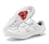 PENXZT Cycling Shoes for Mens Compatible with Peloton SPD & Look ARC Delta Spin Bike Shoes Indoor Outdoor Road Cycle Sneakers,White,4.5 UK