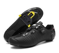 PENXZT Cycling Shoes Mens Women Road Bicycle Shoes Compatible with Peloton with SPD/SPD-SL Non-Slip Breathable Indoor/Outdoor Bike Sneaker,Black,5 UK
