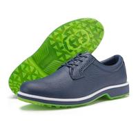 PENXZT Golf Shoes Leather for Mens Waterproof Professional Breathable Non-Slip Wide Casual Trainers Big Size,Blue,10.5 UK
