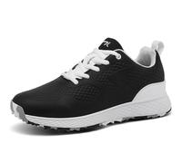 PENXZT Men Golf Shoes Spikless Golf Sport Sneakers Waterproof Lightweight No-Slip for Golf Training,Black,2.5 UK